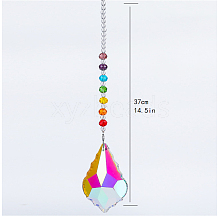 Chakra Theme K9 Crystal Glass Big Pendant Decorations HJEW-PW0001-019A