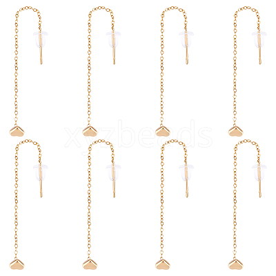 4Pairs 304 Stainless Steel Ear Thread with Heart for Women STAS-UN0035-81-1