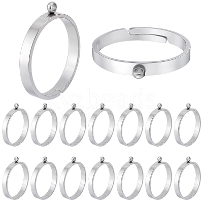 24Pcs 304 Stainless Steel Finger Ring Settings STAS-BBC0010-09A-1