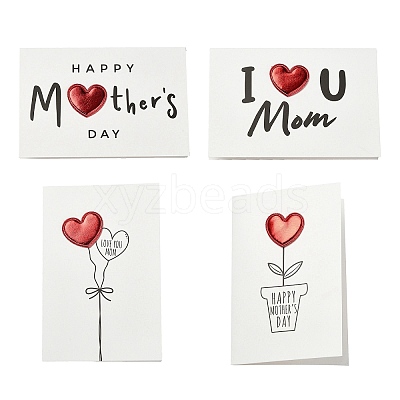4Pcs 4 Styles Kraft Paper Greeting Cards AJEW-FS0001-29-1