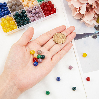 Opaque Solid Color Glass Beads Strands GLAA-FH0001-24-1