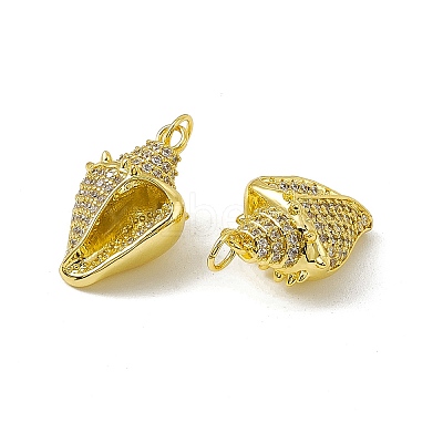 Rack Plating Brass Micro Pave Cubic Zirconia Pendants X-KK-C007-30G-1