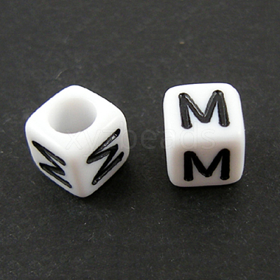 Letter Acrylic European Large Hole Beads OPDL-R050-10mm-M-1