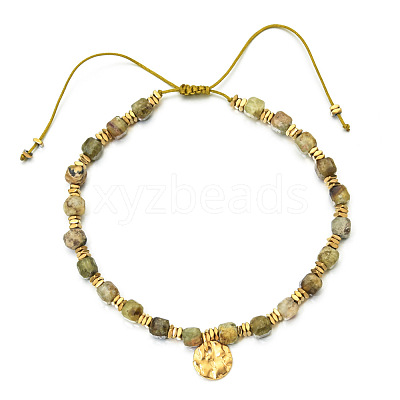 Bohemian Style Natural Idocrase Cube Braided Bead Bracelet YV1392-6-1