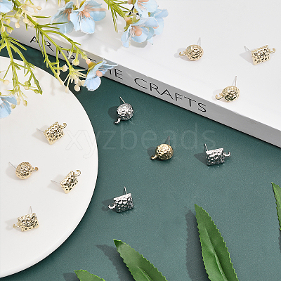 24Pcs 4 Styles Rack Plating Alloy Stud Earring Findings FIND-CA0007-25-1