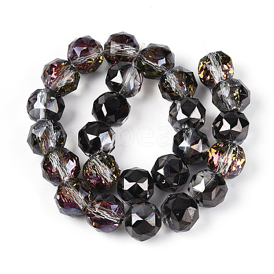 Electroplate Transparent Glass Round Beads Strands EGLA-T029-8mm-12T-02-1
