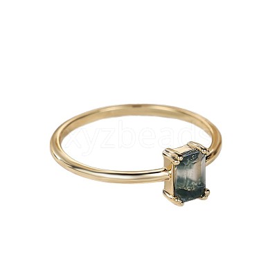Brass and Moss Agate Finger Rings for Women FS-WGD1EDF-05-1