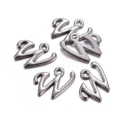 Gunmetal Plated Alloy Letter Pendants PALLOY-P097-03-W-1