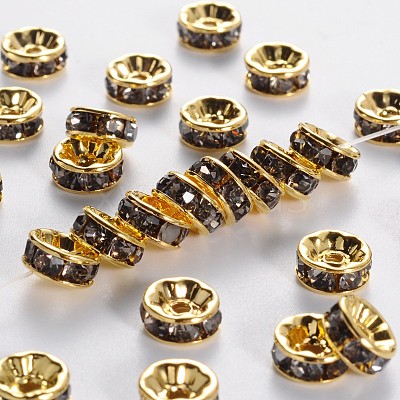 Brass Grade A Rhinestone Spacer Beads RSB034NF-03G-1
