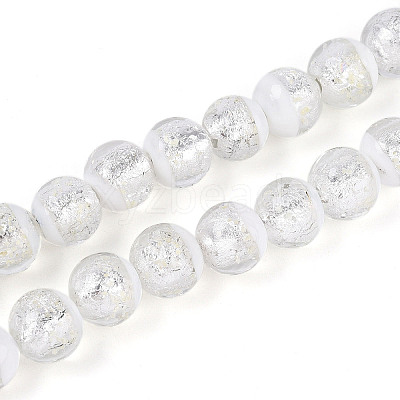 Luminous Handmade Lampwork Silver Foil Beads Strand FOIL-N029-03A-1