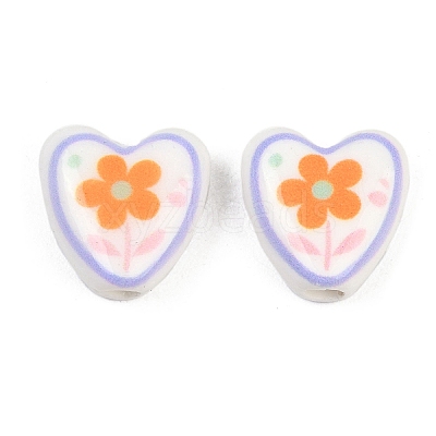 Floral Printed Porcelain Beads PORC-A033-01F-1