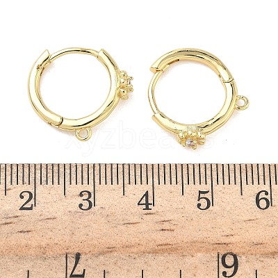 Brass Micro Pave Clear Cubic Zirconia Hoop Earring Findings KK-G547-04G-1