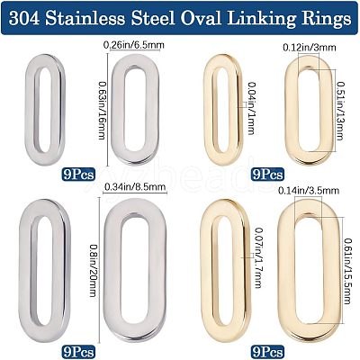 36Pcs 4 Styles 304 Stainless Steel Linking Rings STAS-BBC0006-52-1