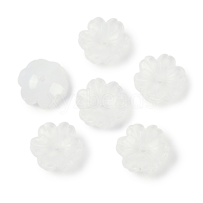 Transparent Spray Paint Glass Bead Caps GLAA-H035-04-1
