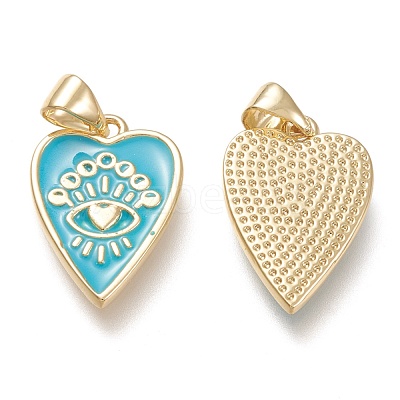 Brass Enamel Pendants ZIRC-F116-10B-G-1