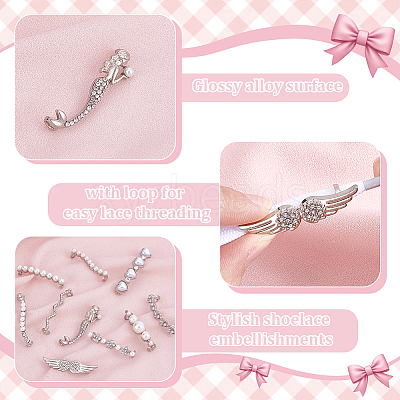 20Pcs 10 Styles Alloy & Crystal Rhinestone & Plastic Pearl Shoe Buckle Clips FIND-PH0024-68P-1