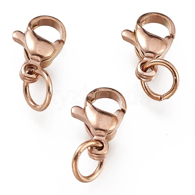 Ion Plating(IP) 304 Stainless Steel Lobster Claw Clasps STAS-G240-01B-RG-1