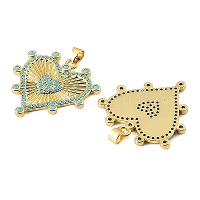 Brass Micro Pave Sky Blue Cubic Zirconia Pendants CU-CBA6938-07G-04-1
