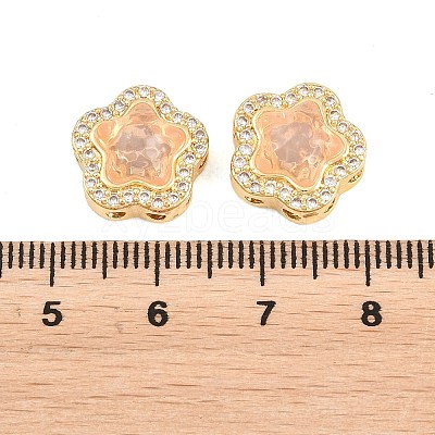 Brass Clear Cubic Zirconia Beads KK-B186-01G-1
