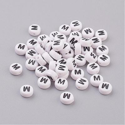 Acrylic Horizontal Hole Letter Beads X-PL37C9070-M-1