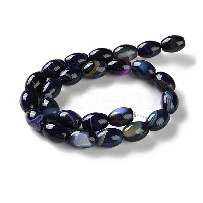 Natural Banded Agate (Dyed & Heated) Beads Strands G-M446-D01-01D-1