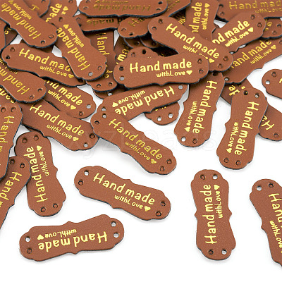 40Pcs PU Leather Craft Label Tags DIY-TADJ0001-22C-1