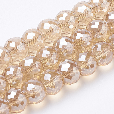 Electroplated Glass Beads Strands EGLA-Q092-8mm-A10-1