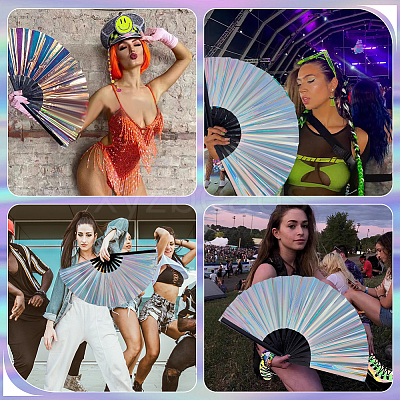 Laser PVC & Bamboo Folding Fan AJEW-WH0534-46-1
