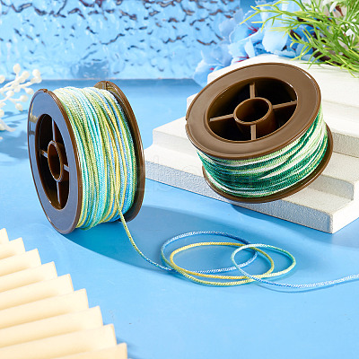 2 Rolls 2 Colors Segment Dyed Round Polyester Twisted Cords OCOR-TA0003-59A-1