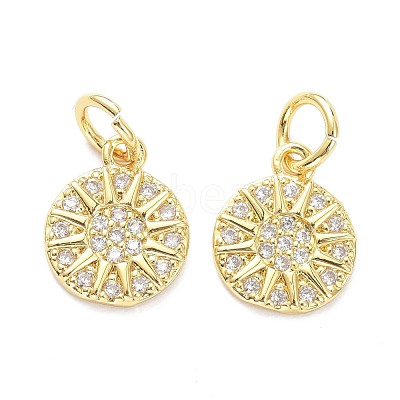 Brass Micro Pave Clear Cubic Zirconia Charms ZIRC-L091-079G-1