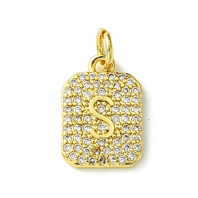 Rack Plating Brass Micro Pave Clear Cubic Zirconia Charms KK-G501-01S-G-1