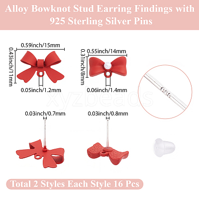32Pcs 2 Styles Spray Paint Alloy Stud Earring Findings FIND-BBC0005-27-1