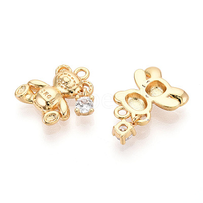 Brass Micro Pave Clear Cubic Zirconia Pendants X1-KK-T078-02G-05-1