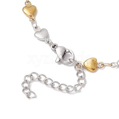 304 Stainless Steel Heart Link Chain Bracelet Makings for Women AJEW-JB01340-03-1