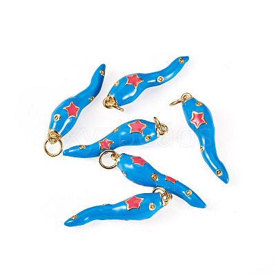 6Pcs Brass Enamel Pendants KK-SW0001-08A-1