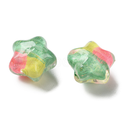 Gradient Color Transparent Hand-drawed Acrylic Beads TACR-P012-01B-09-1