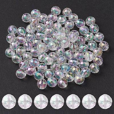 Faceted Eco-Friendly Transparent Acrylic Round Beads TACR-YW0001-85-1