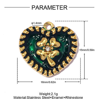 304 Stainless Steel Enamel Pendants STAS-OY014-08G-1