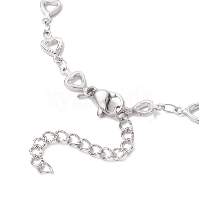 304 Stainless Steel Hollow Heart Link Chain Bracelet Makings for Women AJEW-JB01340-02-1