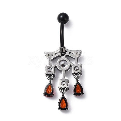 Hyacinth Rhinestone Charm Dangle Belly Rings AJEW-D053-01A-EB-1