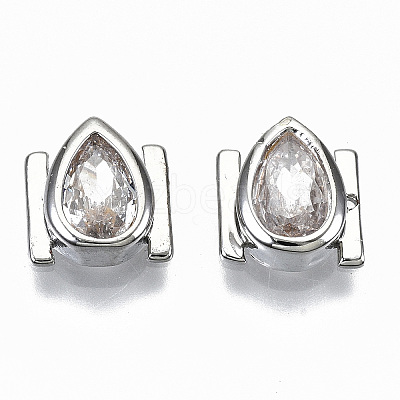 Brass Micro Pave Clear Cubic Zirconia Cabochons KK-S061-51P-NR-1