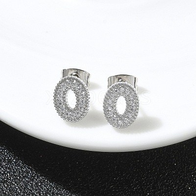 304 Stainless Steel Micro Pave Clear Cubic Zirconia Stud Earrings STAS-Z107-01P-03-1