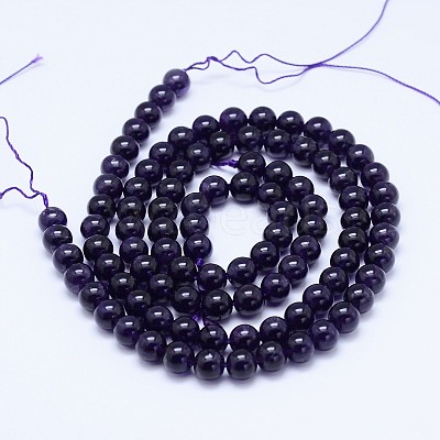 Natural Amethyst Round Bead Strands G-M212-6mm-03C-1