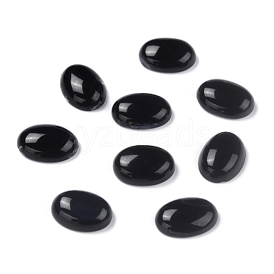 Oval Natural Dyed & Heated Black Agate Cabochons X-G-K020-18x13mm-01-1