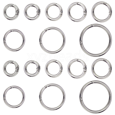 16Pcs 8 Styles Alloy Spring Gate Rings FIND-PH0007-80P-1