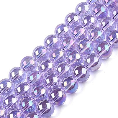 Electroplate Transparent Glass Beads Strands GLAA-T032-T10mm-AB01-1
