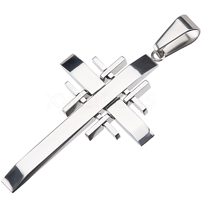 1Pc 304 Stainless Steel Cross Pendants STAS-BBC0005-89-1