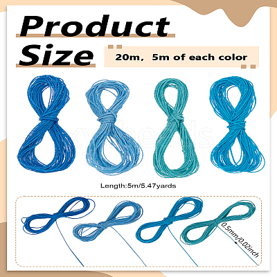 20M 4 Colors 2-Ply Round Waxed Cotton Thread Cords YC-LP0001-03B-1