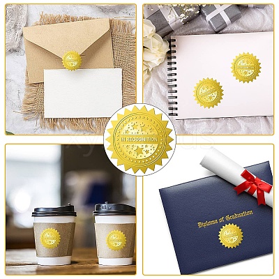 34 Sheets Self Adhesive Gold Foil Embossed Stickers DIY-WH0509-045-1
