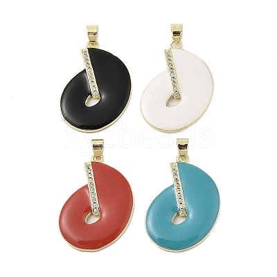 Disc Rack Plating Brass Micro Pave Cubic Zirconia Pendants KK-Z074-17G-1